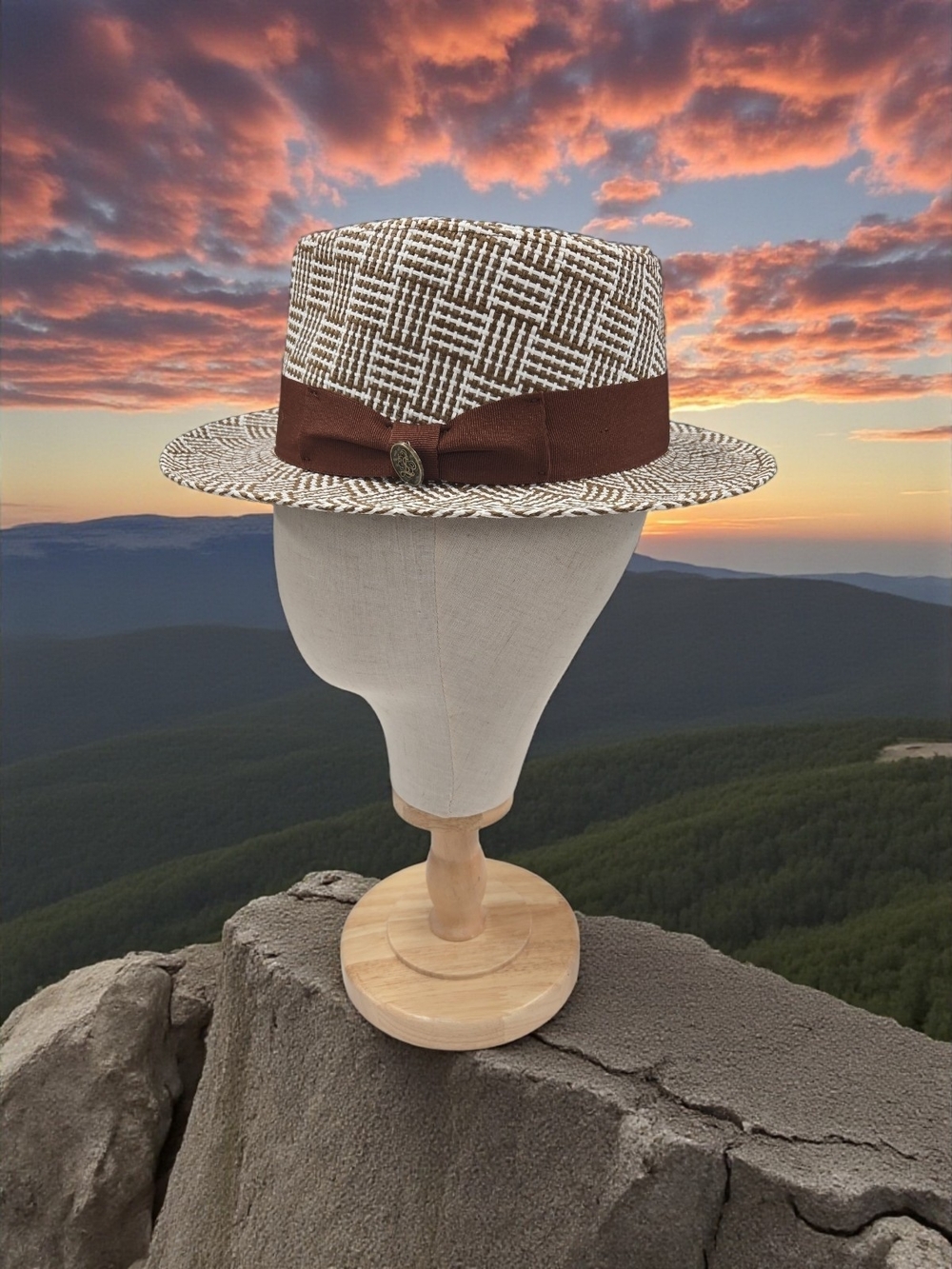STEVEN LAND MENS "LUCIA"  SPICE- WHITE FEDORA CRUSHABLE FEDORA HAT. SH-112.
